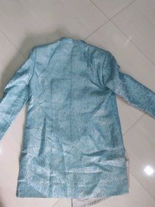 Men's Light Blue Jacquard Kurta