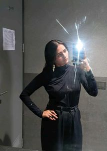 Chic Blue Turtleneck Top