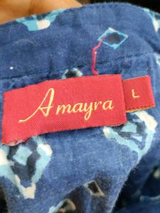 Navy Blue With Box Printed Tops (Women's)