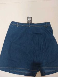 Denim Button-Front Skirt