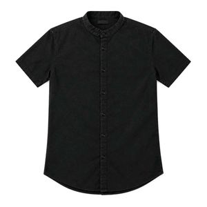 Men's Black Band Collar Shirt