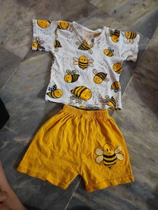 Cute Bee Print Baby Outfit