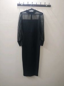 Sheer Sleeve Midi Dress