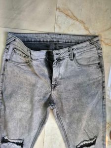Moda Rapido Stylish Ripped Grey Wash Jeans