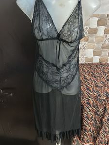 Elegant Black Lace Nightgown