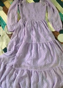 Purple Polka Dot Tiered Maxi Dress