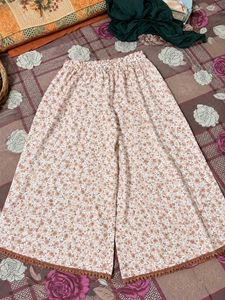 white brown Floral ghrara set with lace detailing