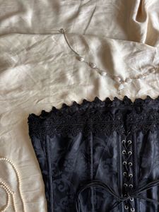 Lace Trimmed Brocade Corset Top
