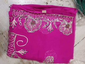 Stunning Pink Embroidered Saree