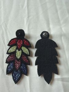 Boho Beaded Leaf Earrings