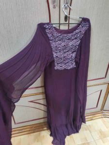 Elegant Purple Embellished Ethnic Gown