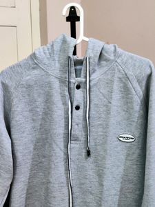 💥BUY1GET1💥 imported gray hooded sweatshirt with a button placket