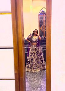 purple Lehenga Choli with Gold Embroidery