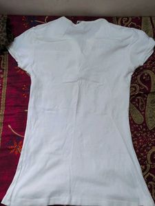 White 'W' T-shirt with Lace Detail