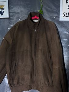 Brown Suede Bomber Jacket