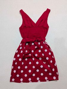Red Polka Dot Micro Mini Dress(32 inches length)
