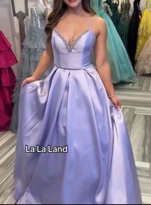 Stunning Lilac Embellished V-Neck Dress