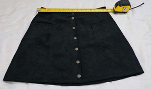 H&amp;M Divided Black Mini Faux Suede Button Up Skirt