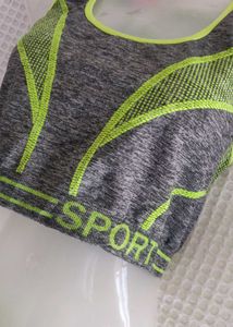 Gray Sports Bra with Neon Accents
