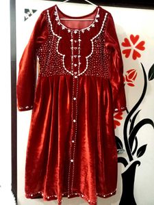 velvet frock dupatta with bottom