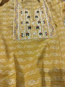 New Yellow Embroidered Kurta