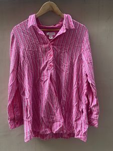 Chic Pink Striped Button-Up Top