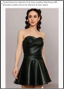 Fit &amp; Flare Leather Mini Dress