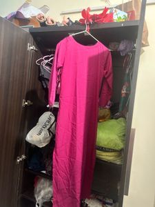 Vibrant Pink Kurta Set with Embellished Neckline
