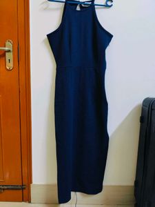 Navy Halter Midi Dress