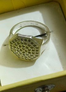 Sparkling Octagonal Ring with Crystals pure silver