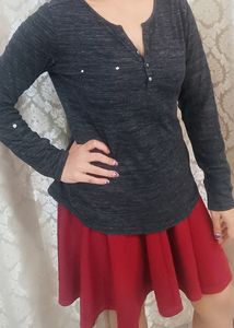 🖤 black top 🎩 with red ♥️ short skirt👗👗