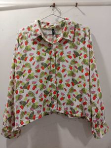 Cute Fruit Print Button-Up Shirt