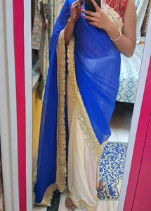 Royal Blue Saree with Golden Border
