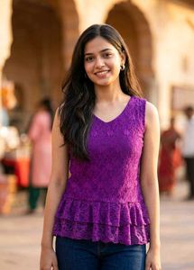 Purple Lace Peplum Blouse