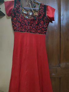 long embroidered kurta with mirror work