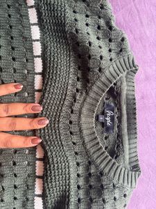 Green Striped Knit Sweater