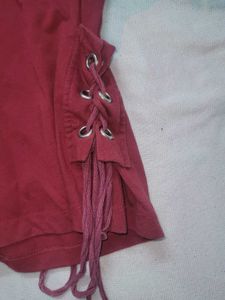 Red "DREAMER" Lace-Up T-Shirt