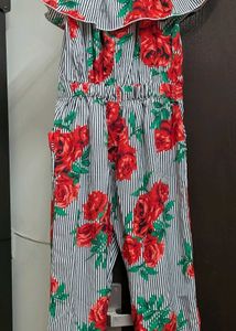 Floral Striped Off-Shoulder Jumpsuit