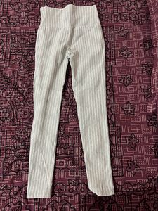 Grey White Line Jeggings