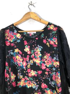 Black Floral Printed Top(Women’s)