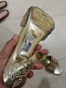 Embellished Golden Flat Sandals