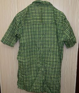 Green Plaid Button-Up Shirt