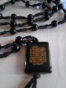 Black Beaded Necklace with Pendant