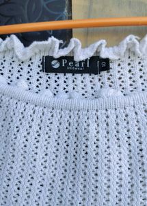 White Off-Shoulder Cropped Knit Top