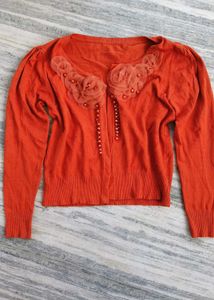 Orange Floral Cardigan