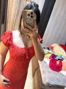 Chic Red Polka Dot Dress🎀🦋