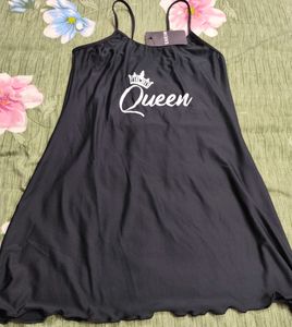 Women Spaghetti Strap Typography Print Dress