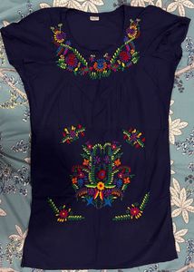 Navy Embroidered Kurta Top