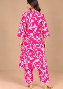 Vibrant Pink Floral Kurta Set