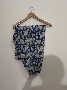 Blue Floral Print Cotton Kurta with pajama
